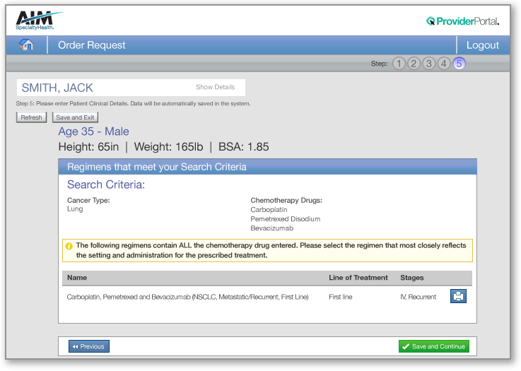 RClinical Detail Entry - Regimen Selection