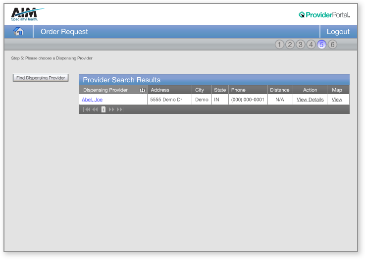 Dispensing Provider - Selection